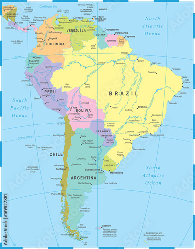 South America Map - Vector Illustration