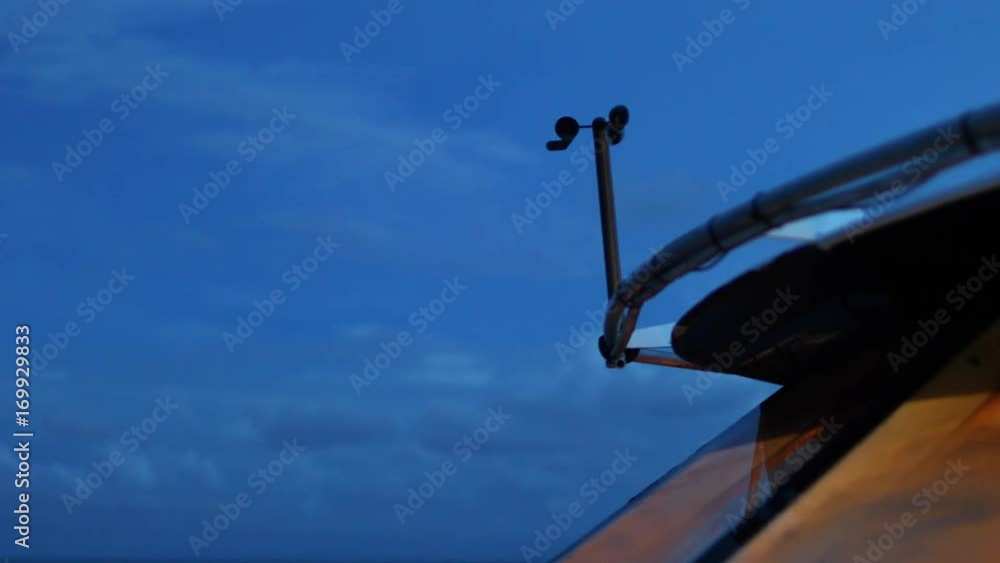 A medium shot of a boat's anemometer. A medium shot of a boat's anemometer.