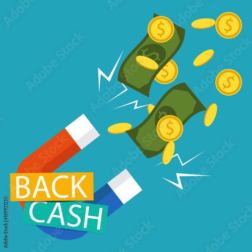 Cash back icon isolated on background. Money refund label, concept. Vector