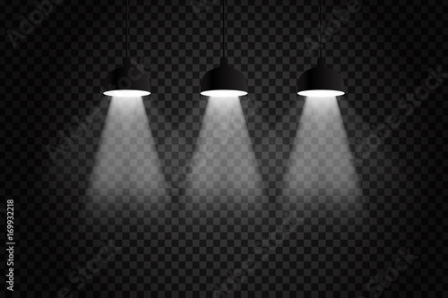 Vector realistic isolated ceiling lamps for decoration and covering on the transparent background.