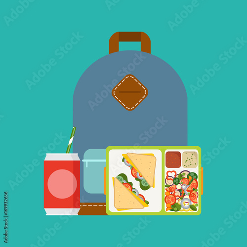 Lunchbox with healthy food. The concept of a healthy lifestyle, losing weight, lose weight. Vector