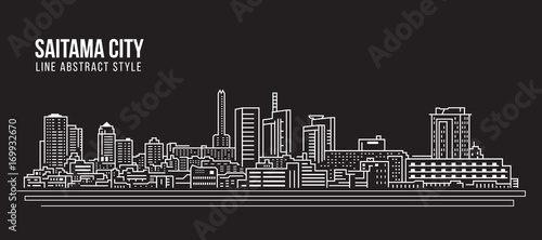 Cityscape Building Line art Vector Illustration design - Saitama city