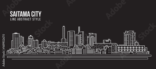 Slika na platnu Cityscape Building Line art Vector Illustration design - Saitama city