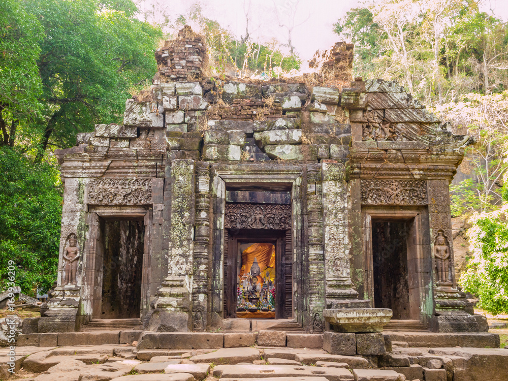 Vat Phou, a ruined Khmer Hindu temple complex in southern Laos