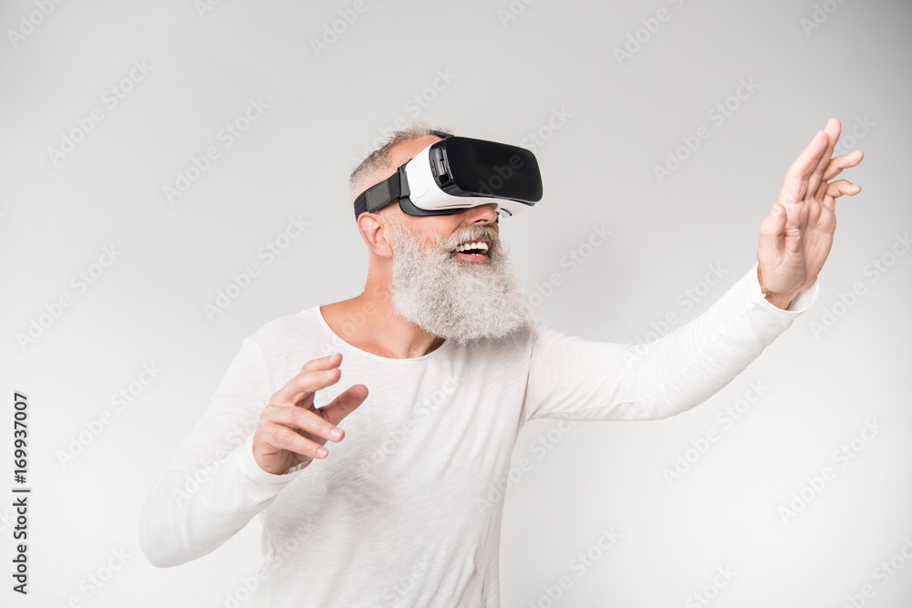 man with virtual reality headset man with virtual reality headset