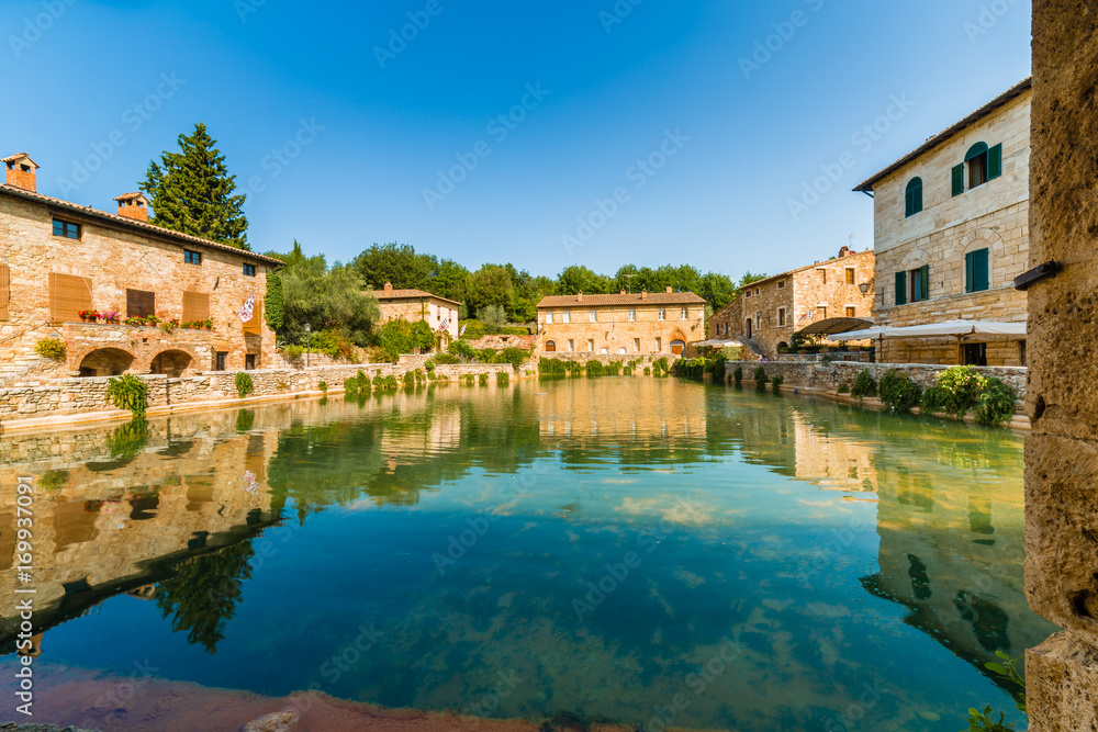 pool of thermal water in medieval square