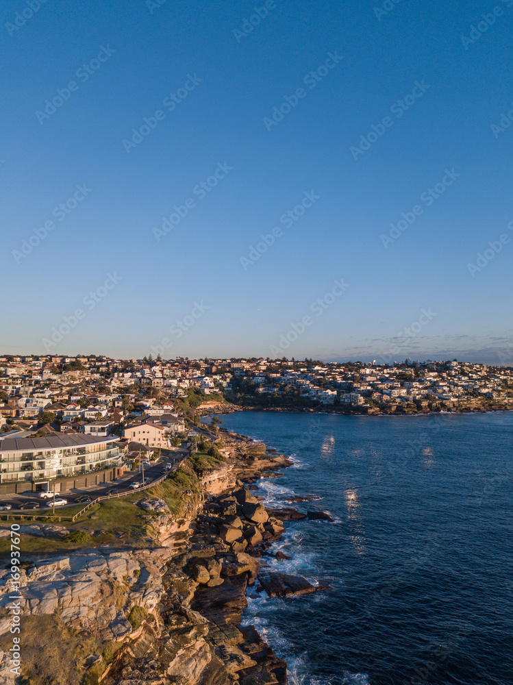 A view across Maroubra coastline in Sydney, Australia.