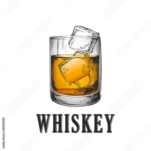 Whiskey Glass. Hand Drawn Drink Vector Illustration