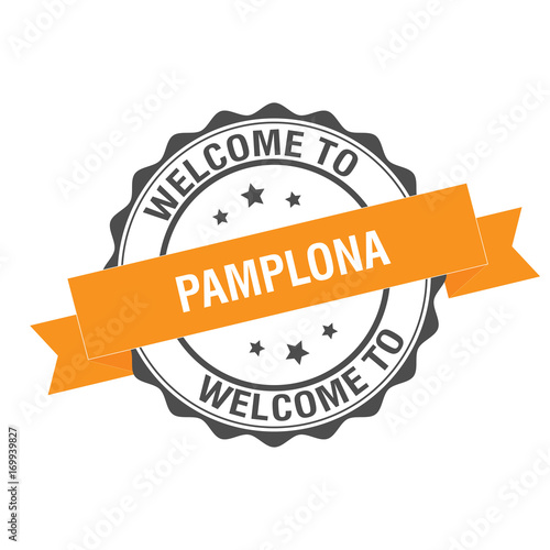 Welcome to Pamplona stamp illustration