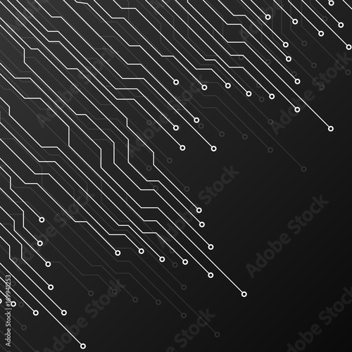 Circuit board on black background. Abstract technology