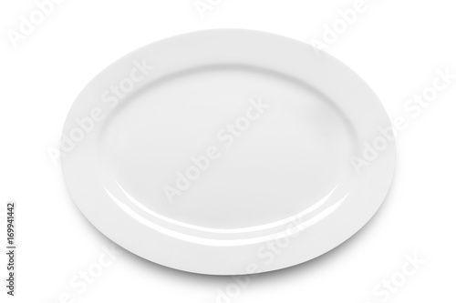 Simple white ellipse plate with clipping path