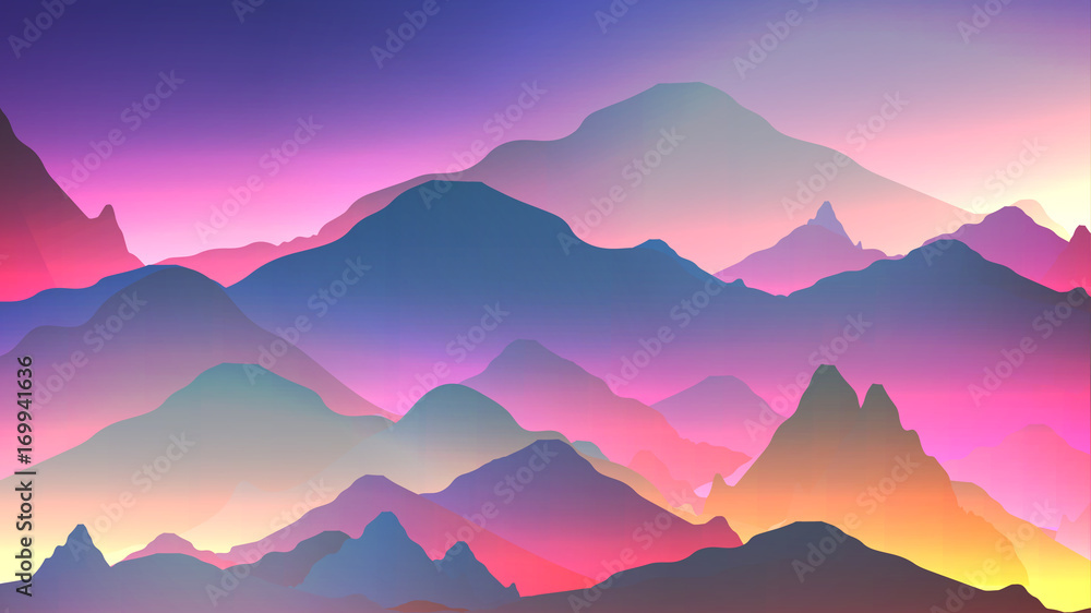 Fototapeta premium Abstract Neon Mountain Background - Vector Illustration.