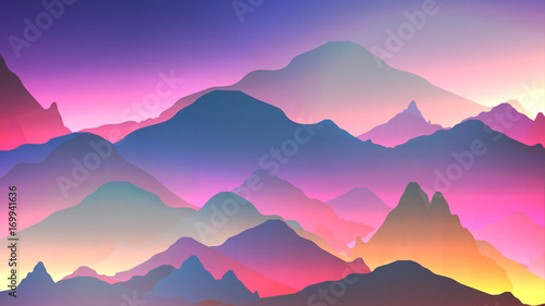 Abstract Neon Mountain Background - Vector Illustration.