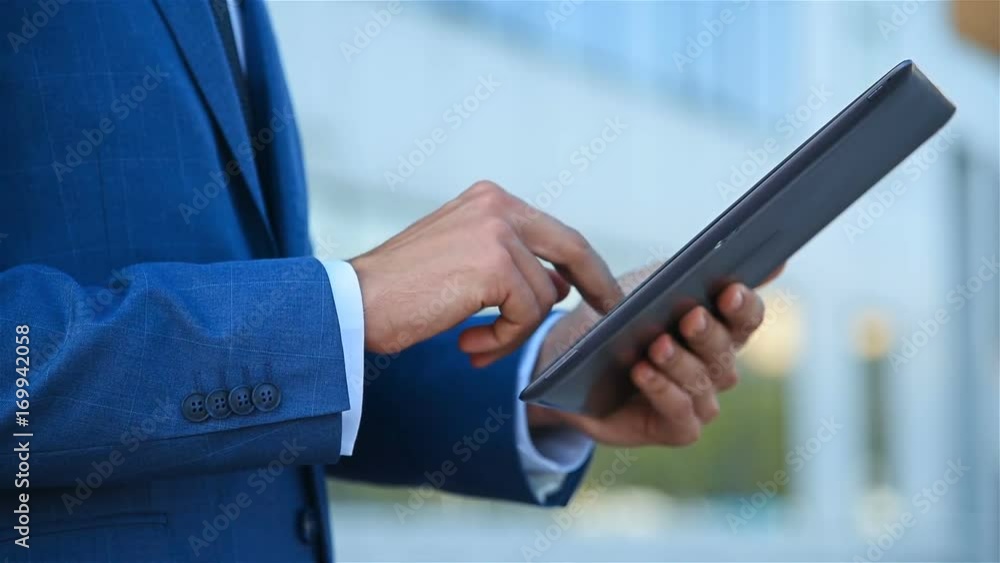 Close Up Of Businessman Using Touch Pad, Business Concept Close Up Of Businessman Using Touch Pad, Business Concept