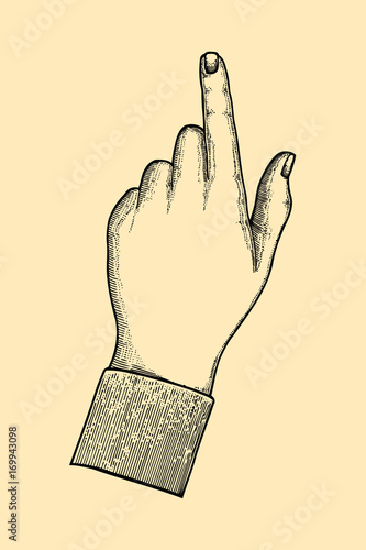 index finger shows gesture upward