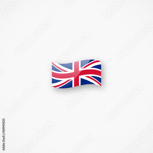 Shiny glossy small waving union jack british flag vector icon
