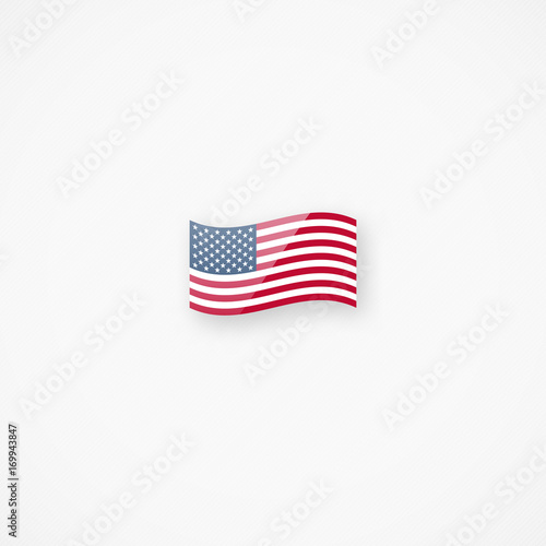 Shiny glossy small waving American flag vector icon