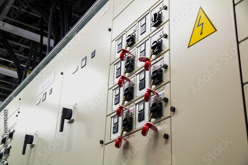 Electrical breaker box locked out for service, inspection, or installation, Lockout tagout