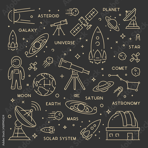 Gold line web concept for astronomy