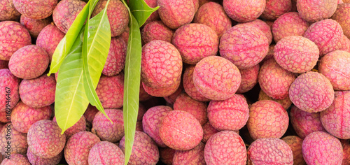 lychee, or litchi, Litchi chinensis, fresh litchi fruits for bac