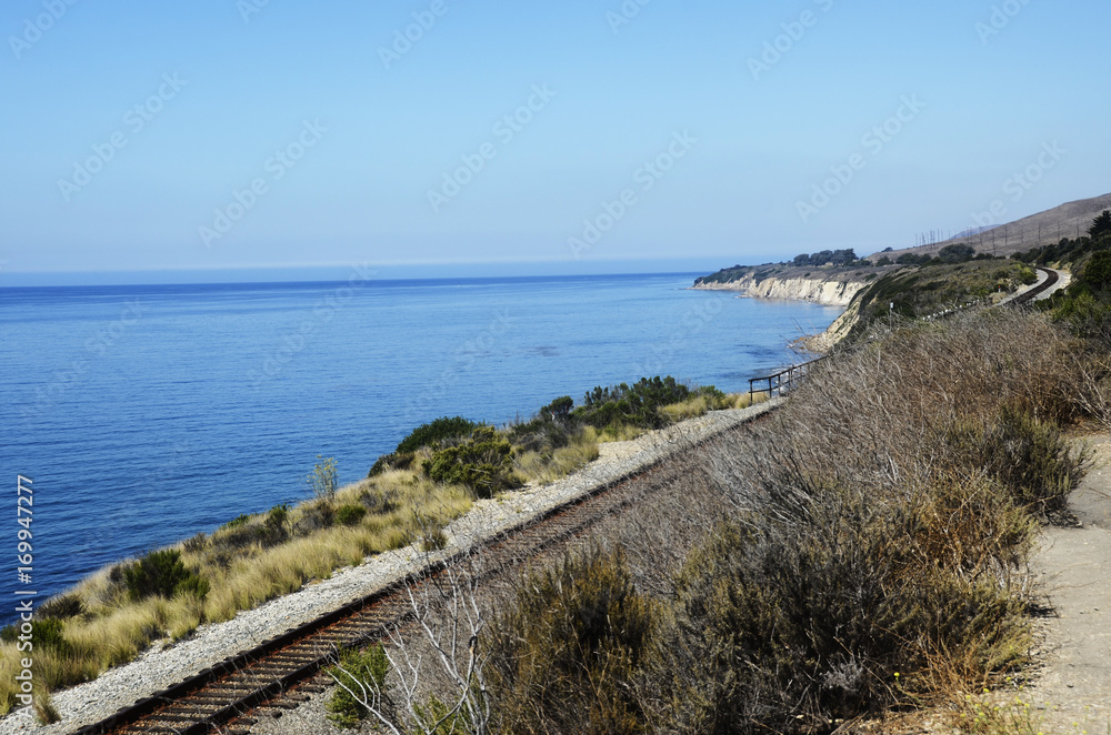 Californian coast and railway landscape, USA