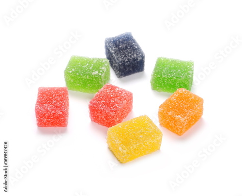Jelly sugar candies isolated on white background 