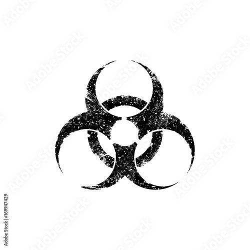 Biohazard symbol in grunge style isolated on white background. Vector illustration