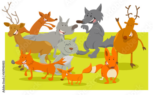wild forest animal characters cartoon