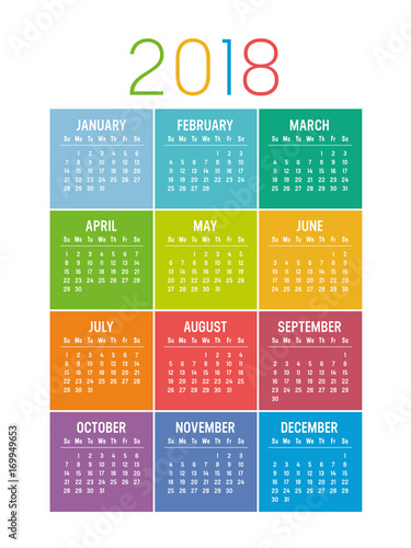 Year 2018 seasonal calendar