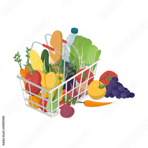 Shopping basket with fresh vegetables