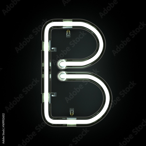 Neon Light Alphabet B. 3D illustration