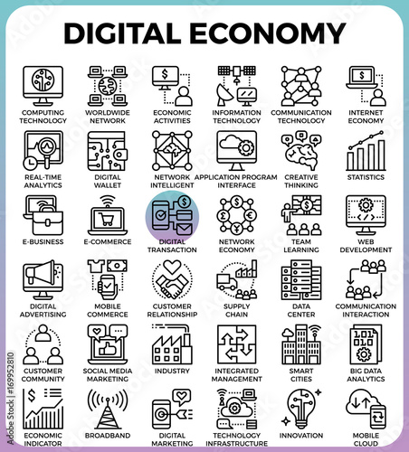 Digital economy concept icons