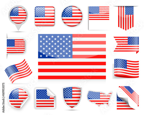 United States Flag Vector Set