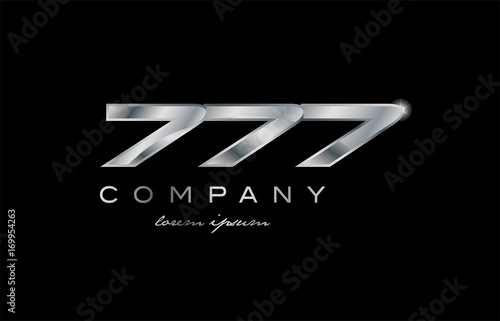 777 silver metal number company design logo