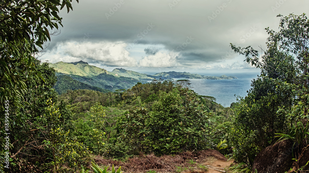 Great view from the hill in the Seychelles Great view from the hill in the Seychelles