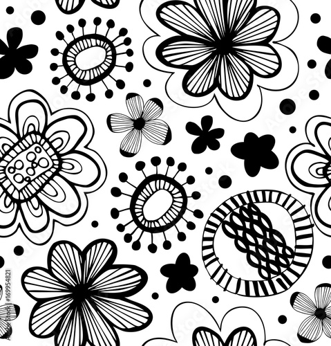 Fantasy decorative pattern with floral ornament. Abstract background with stylized flowers