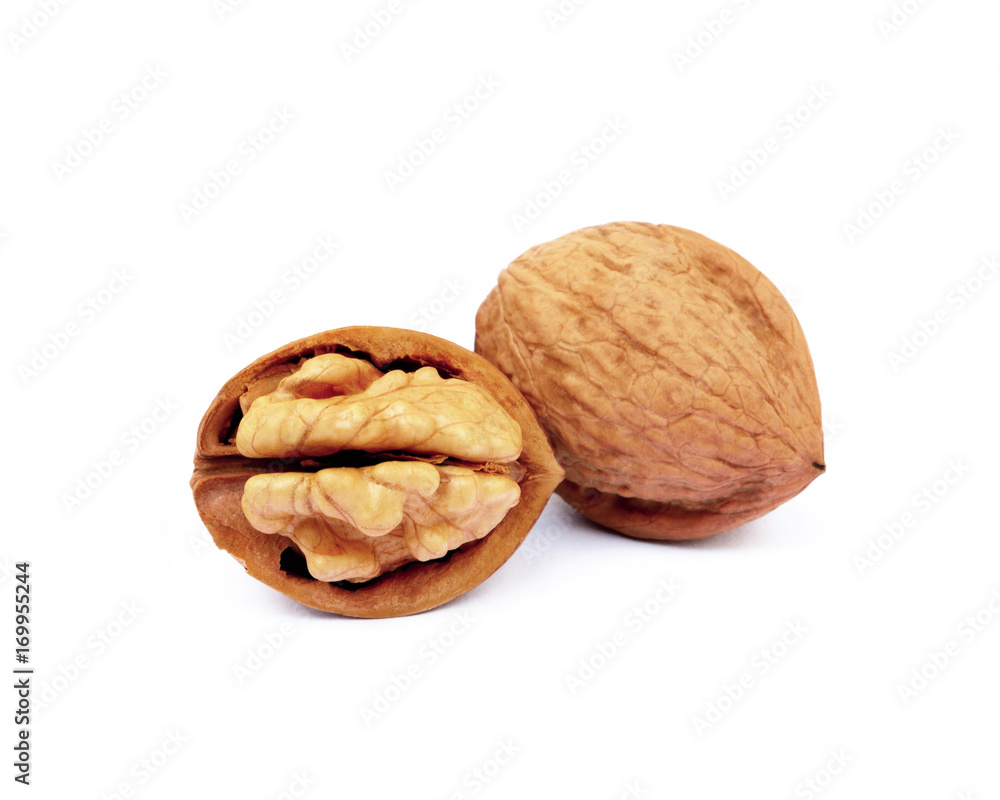 Walnuts in shell isolated on white background Walnuts in shell isolated on white background