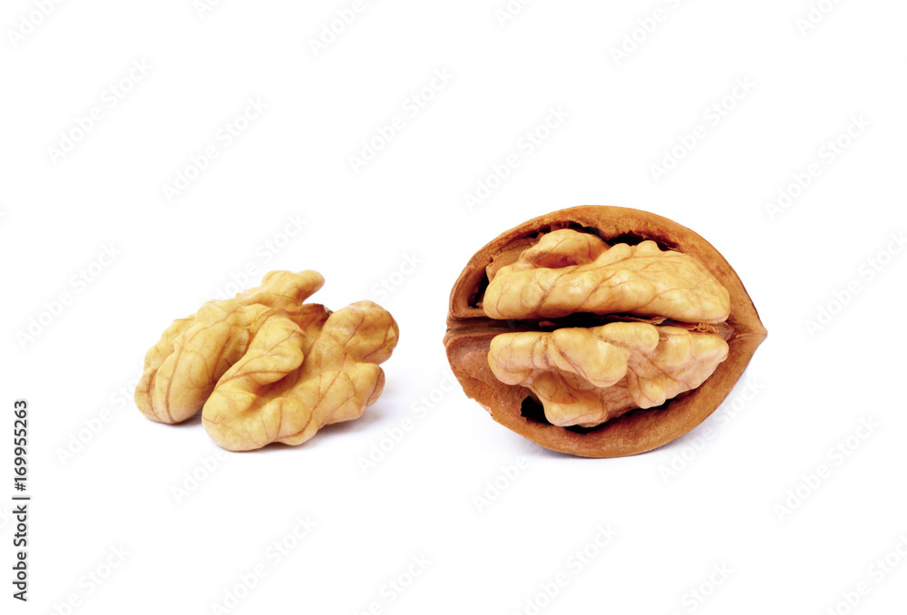 Walnuts in shell isolated on white background Walnuts in shell isolated on white background