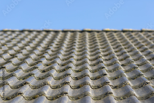 Roof with concrete roof tiles.