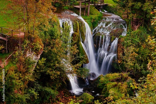  Waterfall on Korana river canyon in village of Rastoke. Slunj in Croatia