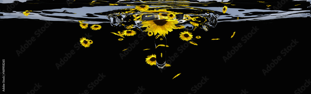 Header mit Sonnenblumen. 3d-Illustration Header mit Sonnenblumen. 3d-Illustration
