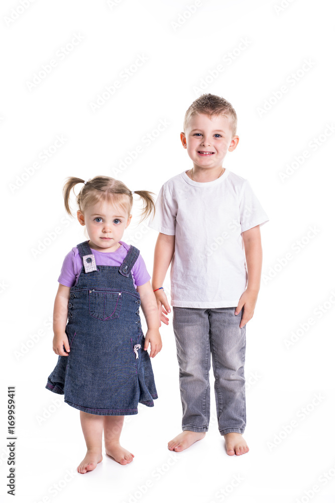 Little Boy and girl full-lenght portrait Little Boy and girl full-lenght portrait