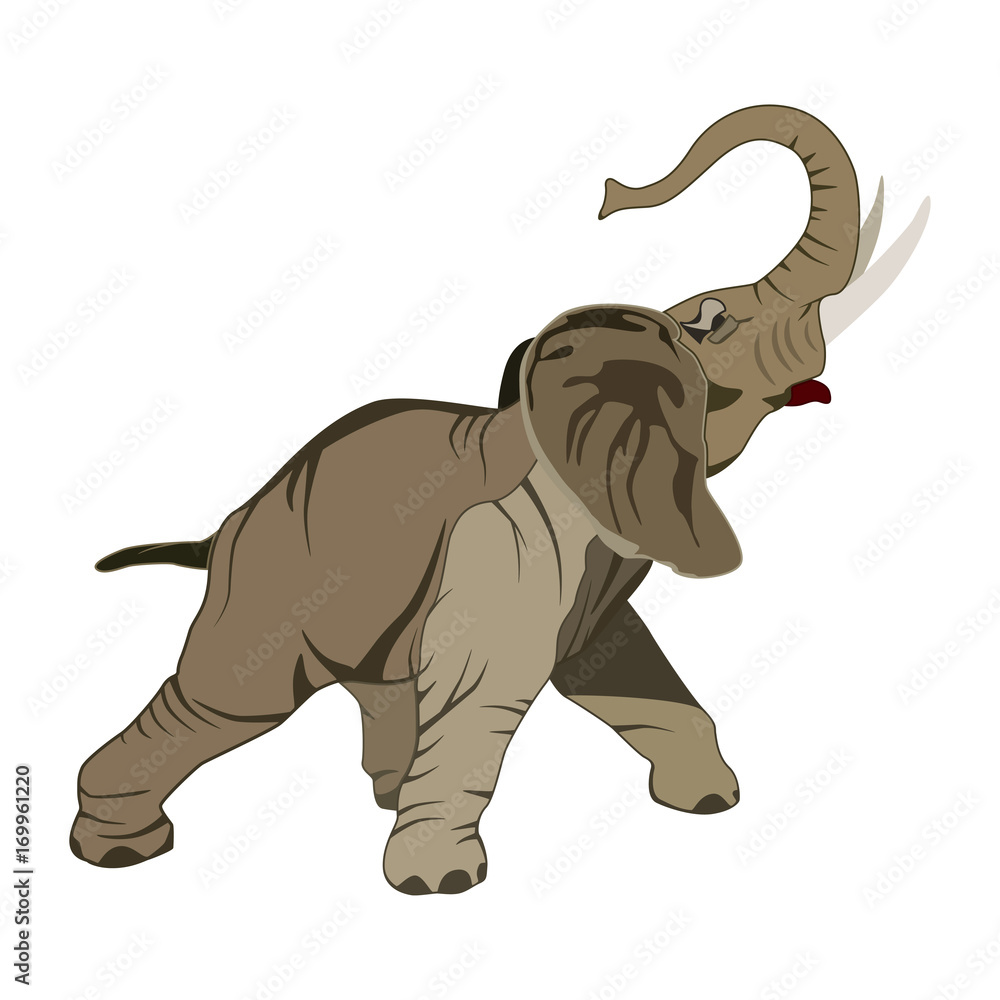 Vector flat illustration of asian elephant