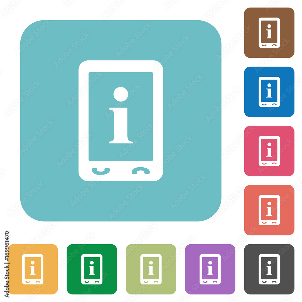 Mobile information rounded square flat icons Mobile information rounded square flat icons