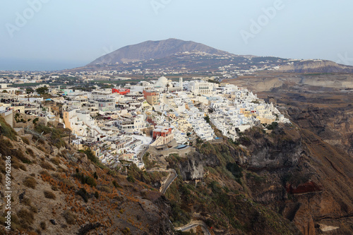 late afternoon in the whitewashed town of Fira on the island of Thira / Santorini, Greece