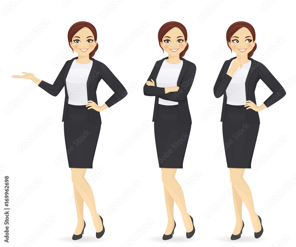 Businesswoman in different poses vector isolated set Businesswoman in different poses vector isolated set