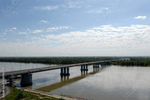 Automobile bridge over the Ob river in Barnaul. © b201735