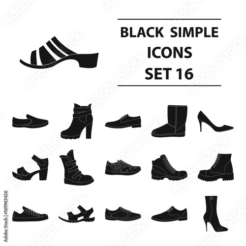Shoes, style, heel and other types of shoes. Different shoes set collection icons in black style vector symbol stock illustration web.