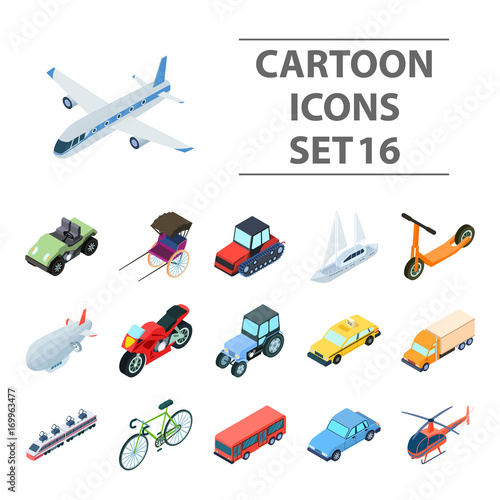 Transportation set icons in cartoon style. Big collection of transportation vector symbol stock illustration