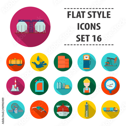 Oil industry set icons in flat style. Big collection of oil industry vector symbol stock illustration